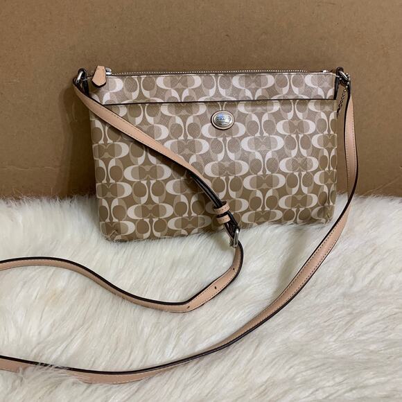 COACH Light Khaki/Beige PEYTON DREAM C Signature PVC EW Swing Pack XBody F51364 - Picture 15 of 16